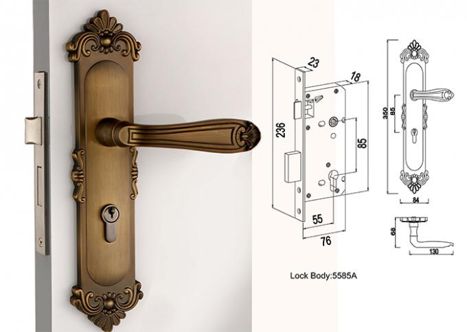 部屋のドアのほぞ穴ロックは 130×68 mm のレバー ハンドルの骨董品の黄色の青銅と置きました