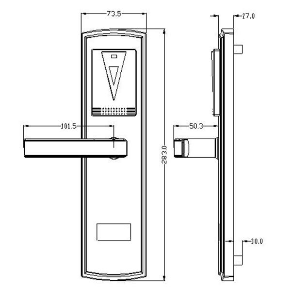 無線リモート・コントロール電子ドア ロックDeHaZ5002 EL NI 283 * 73.5mm