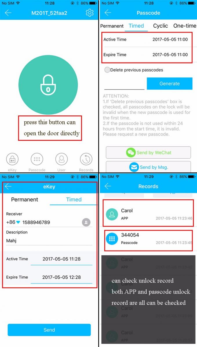 高度パスワードBluetoothのリモート・コントロール移動式Appが付いている電子ドア ロック