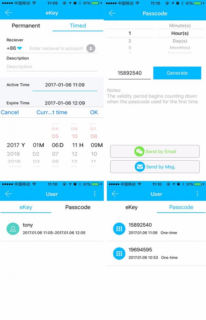 高度パスワードBluetoothのリモート・コントロール移動式Appが付いている電子ドア ロック