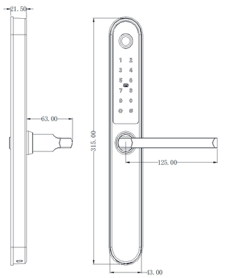 便利な入口 ドア商用スマートロック 315*43*21mm 4pcs AAバッテリー