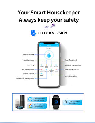 スマートドアロック CE 防火基準 EN1634 1 EN14846 黒と銀 安全なアクセス制御システム